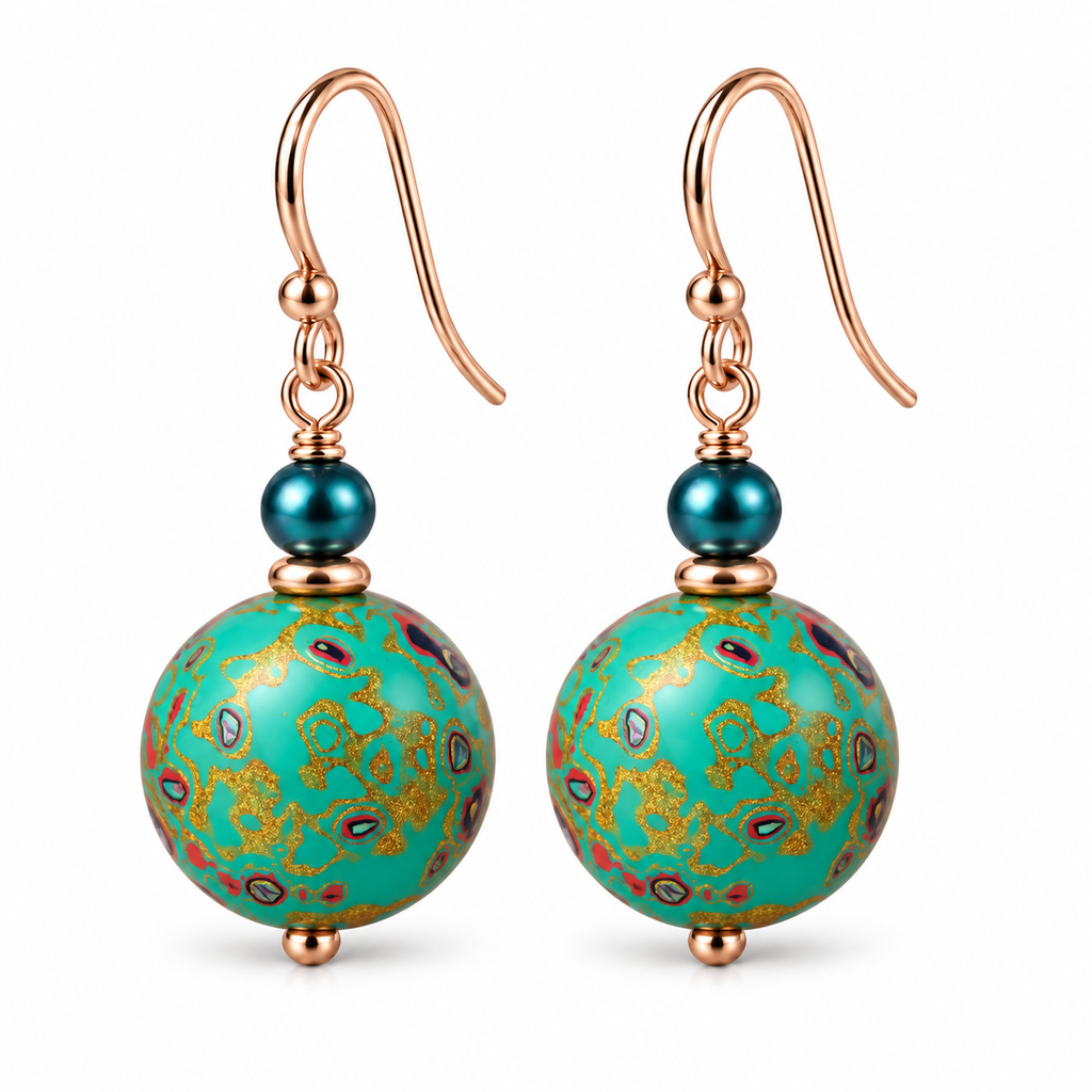 Natural Daqi Lacquer Bead Earrings – Crafted from Lacquer Tree Sap | Ancient Chinese Heritage