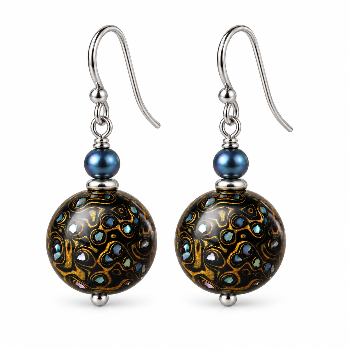 Natural Daqi Lacquer Bead Earrings – Crafted from Lacquer Tree Sap | Ancient Chinese Heritage