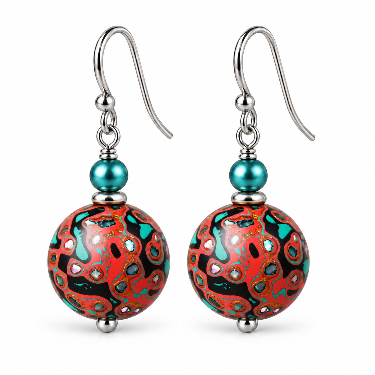 Natural Daqi Lacquer Bead Earrings – Crafted from Lacquer Tree Sap | Ancient Chinese Heritage