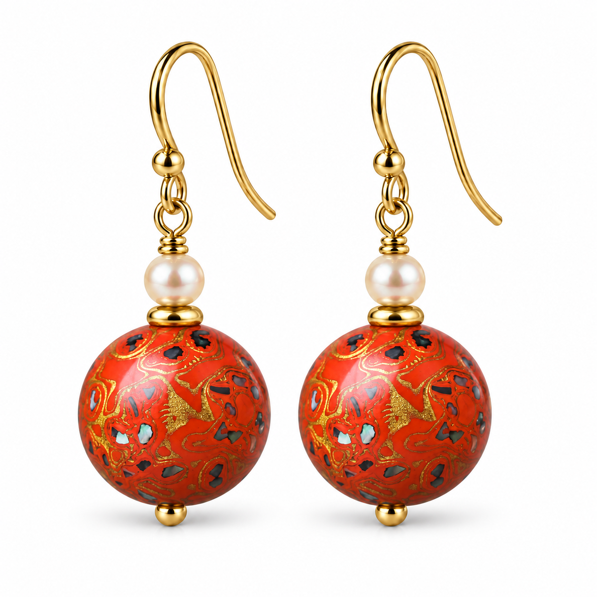 Natural Daqi Lacquer Bead Earrings – Crafted from Lacquer Tree Sap | Ancient Chinese Heritage