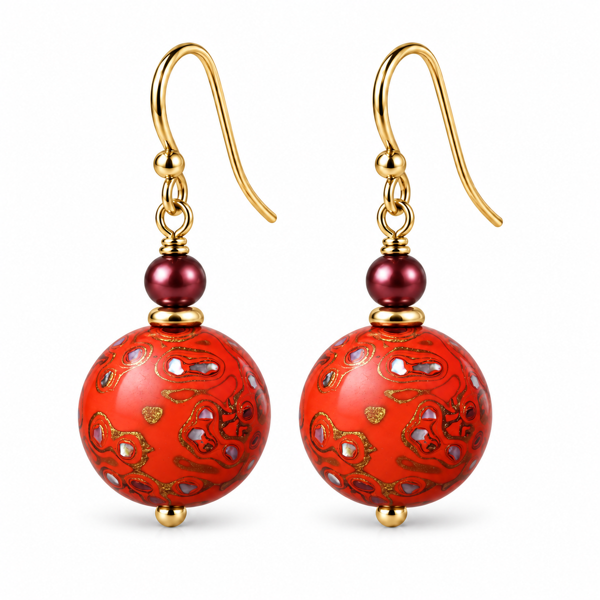 Natural Daqi Lacquer Bead Earrings – Crafted from Lacquer Tree Sap | Ancient Chinese Heritage